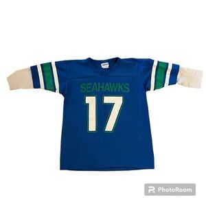 Retro Distressed Seattle Seahawks Football Jersey Tshirt Boys Large Womens XS